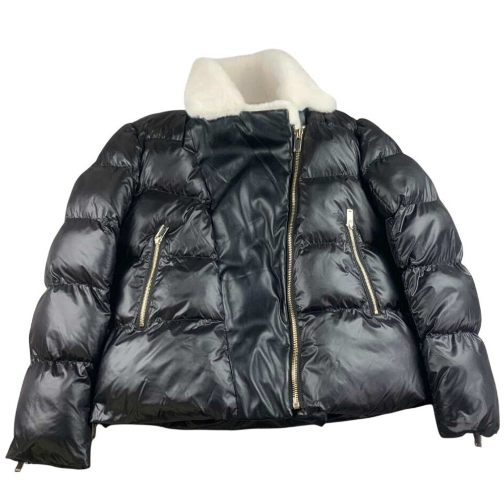Generation Love Jacket Women M Black Faux Fur Avila Lined Collar Puffer Biker